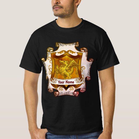 Dragons Shield  Family Crest Surname  t-shirt Tシャツ (正面)