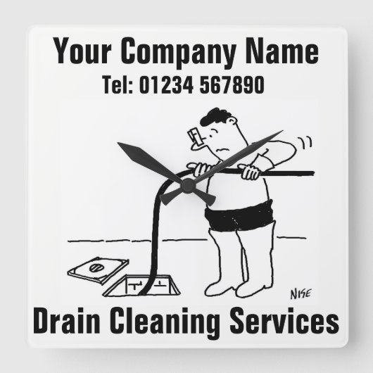 Drain Cleaning Services漫画の時計 スクエア壁時計 (正面)