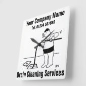 Drain Cleaning Services漫画の時計 スクエア壁時計 (傾斜)
