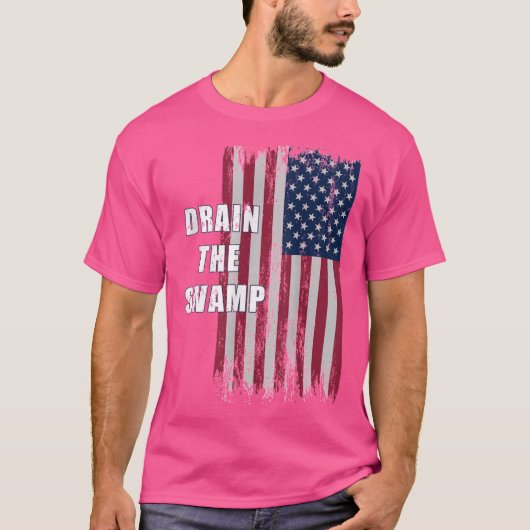 Drainhe Swamp President Donaldrump Distressed Flag Tシャツ (正面)