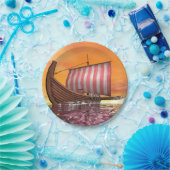 Drakkarまたはバイキングの船- 3Dは描写します ペーパープレート (パーティー)