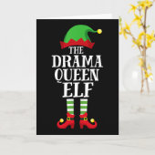 Drama Queen Elf Matching Family Group Christmas Pa カード (黄色い花)