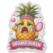 Drama Queen Pineapple Custom-Cut Vinyl Sticker シール (正面)