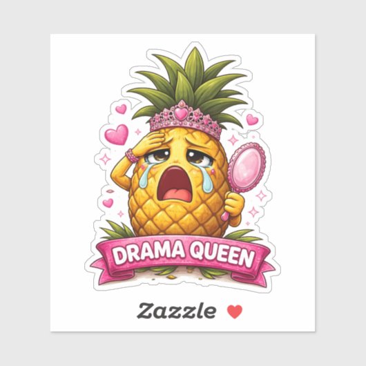 Drama Queen Pineapple Custom-Cut Vinyl Sticker シール (シート)
