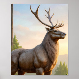 Dramatic Animal Art: Robust Reindeer Portrait ポスター