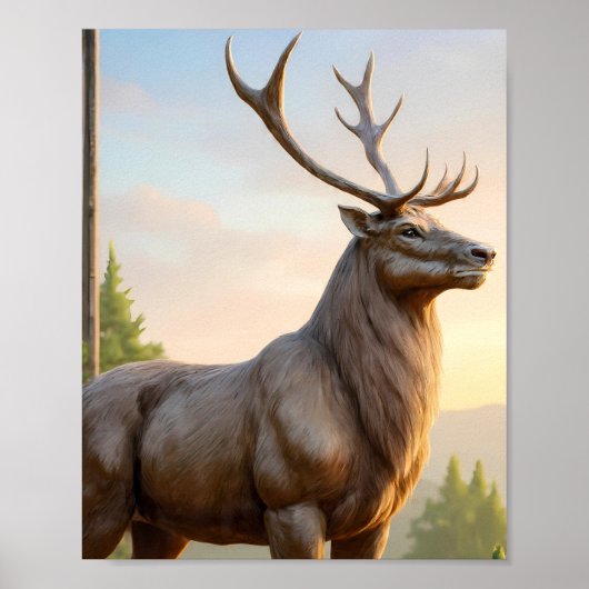 Dramatic Animal Art: Robust Reindeer Portrait ポスター (正面)