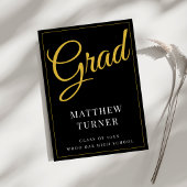 Dramatic Black Gold Graduation Announcement 案内状