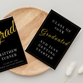 Dramatic Black Gold Graduation Announcement 案内状
