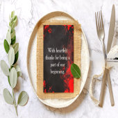 Dramatic Black & Red Floral Wedding Thank You サンキューカード