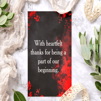 Dramatic Black & Red Floral Wedding Thank You サンキューカード