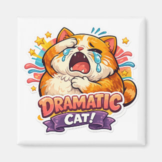 Dramatic Cat Funny Crying Cartoon Art Reaction マグネット