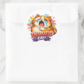 Dramatic Cat Funny Crying Cartoon Art Reaction ラウンドシール (バッグ)