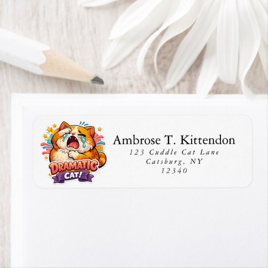 Dramatic Cat Funny Crying Cartoon Art Reaction ラベル (インサイチュ)