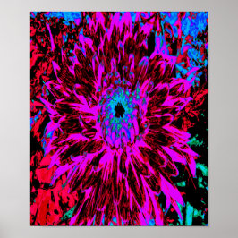 Dramatic Crimson Red, Purple and Black Dahlia ポスター