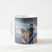Dramatic Lighthouse Seascape with Stormy Waves コーヒーマグカップ (正面左)
