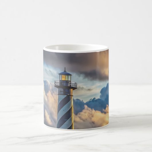 Dramatic Lighthouse Seascape with Stormy Waves コーヒーマグカップ (中央)