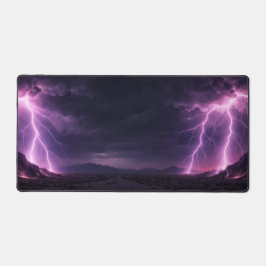 Dramatic Lightning Storm Desert Horizon Desk Mat デスクマット