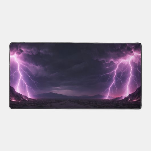 Dramatic Lightning Storm Desert Horizon Desk Mat デスクマット (正面)