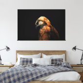 Dramatic Low Key Portrait of a Majestic Hawk キャンバスプリント (インサイチュ (寝室))