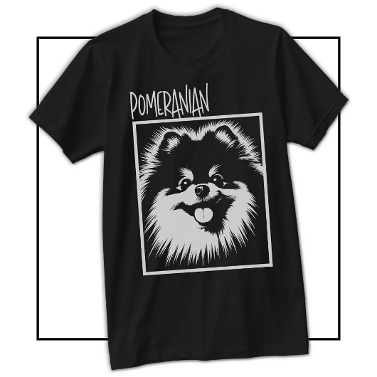 Dramatic Pop Art Pomeranian White On Black Tシャツ