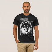 Dramatic Pop Art Pomeranian White On Black Tシャツ (正面フル)