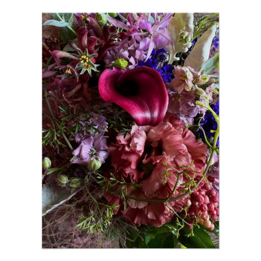 Dramatic Purple Floral Elegance Art Poster ポスター (正面)