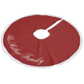 Dramatic Red Personalized Name Holiday Tree Skirt  フェイクリネンツリースカート (アングル)