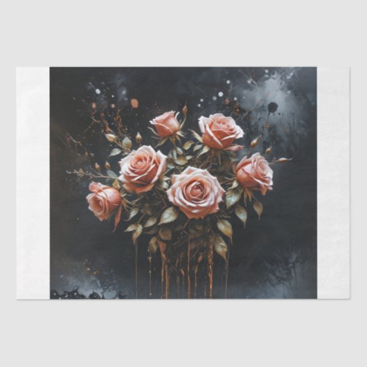 Dramatic Roses in Bloom Decoupage 薄葉紙 (正面)