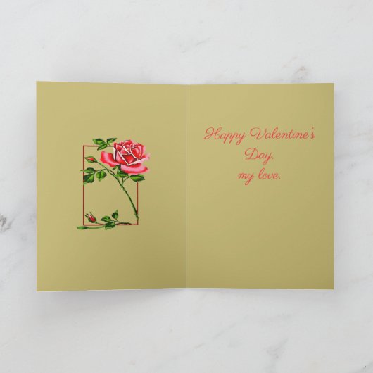 Dramatic Single Red Rose With Border カード (内部)