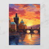 Dramatic Sunset Over the Iconic Charles Bridge ポストカード (正面)