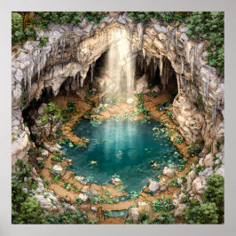 Dramatic Underground Cavern Lake - Light & Form ポスター