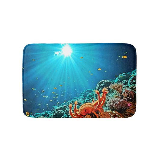 Dramatic Underwater Sunburst Art バスマット (正面)