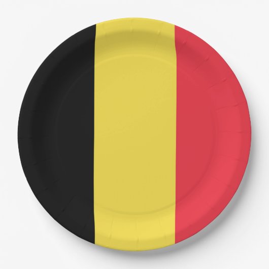 Drapeau Belgique Tricolore ペーパープレート (正面)