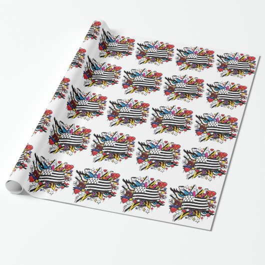 Drapeau Bretagne Breizh graffiti Breton graff ラッピングペーパー (アンロールド)