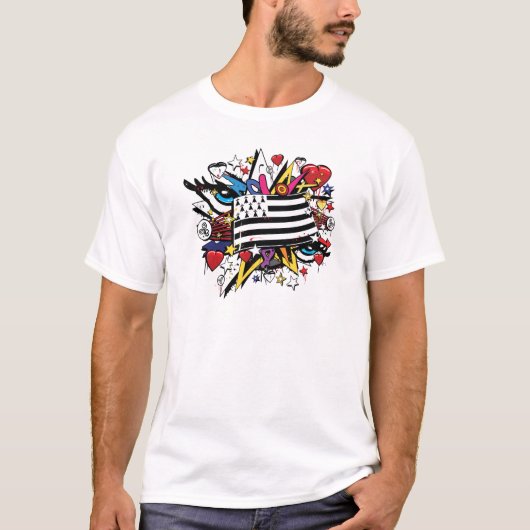 Drapeau Bretagne Breizh graffiti Breton graff Tシャツ (正面)