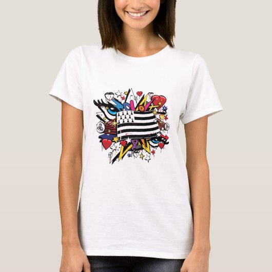 Drapeau Bretagne Breizh graffiti Breton graff Tシャツ (正面)