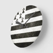 Drapeau Bretagne Vintage ラウンド壁時計 (傾斜)