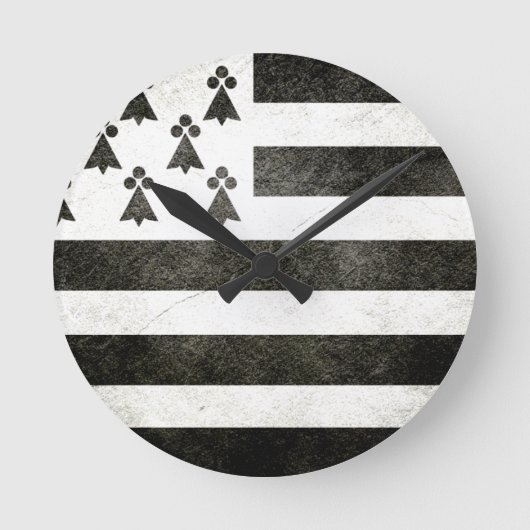Drapeau Bretagne Vintage ラウンド壁時計 (正面)