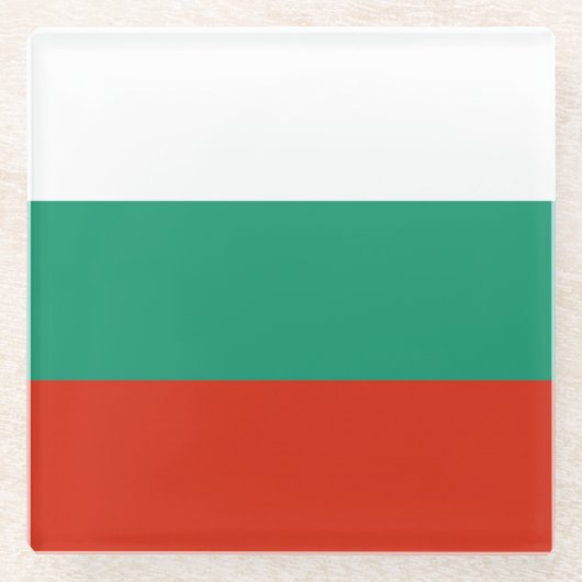 Drapeau Bulgarie tricolore ガラスコースター (正面)