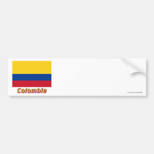 Drapeau Colombie avec le nom enのfrançais バンパーステッカー