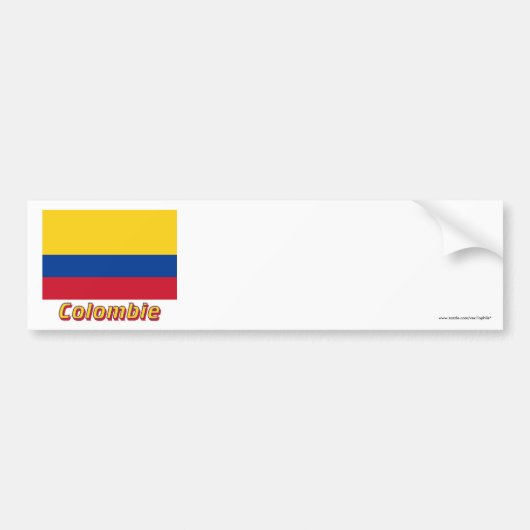 Drapeau Colombie avec le nom enのfrançais バンパーステッカー (正面)