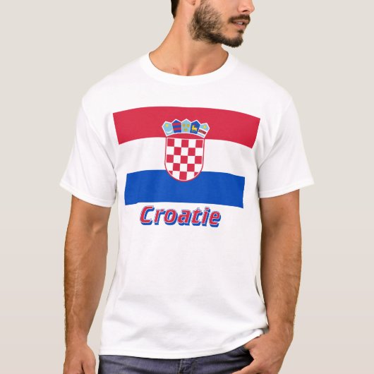 Drapeau Croatie avec le nom enのfrançais Tシャツ (正面)
