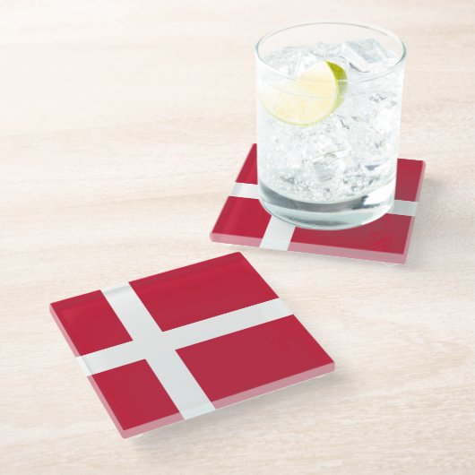Drapeau Danemark  ガラスコースター (アングル)