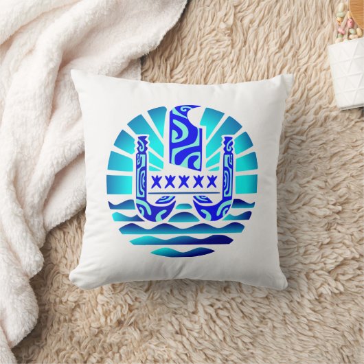 Drapeau de la Polynésie française (bleu) クッション (ブランケット)