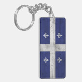 Drapeau du Québec style grunge érodé キーホルダー (正面左)