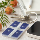 Drapeau du Québec style grunge érodé キーホルダー (正面右)