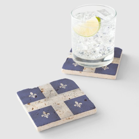 Drapeau du Québec style grunge érodé ストーンコースター (横)