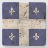 Drapeau du Québec style grunge érodé ストーンコースター (正面)