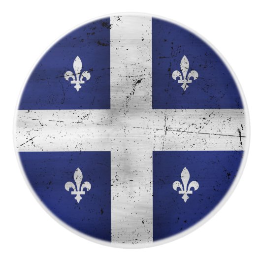 Drapeau du Québec style grunge érodé セラミックノブ (正面)