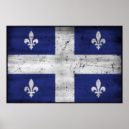 Drapeau du Québec style grunge érodé ポスター (正面)